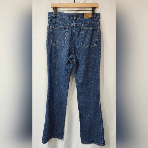CHAPS Denim Womens Beaded Jeans Size 8 Blue Brown Aztec Cowgirl Western Country - Picture 2 of 7